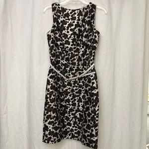 Ann Taylor Brown/black patterned silk sheath dress